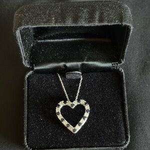Sterling Silver Heart Pendant with CZ and sim. Sapphire